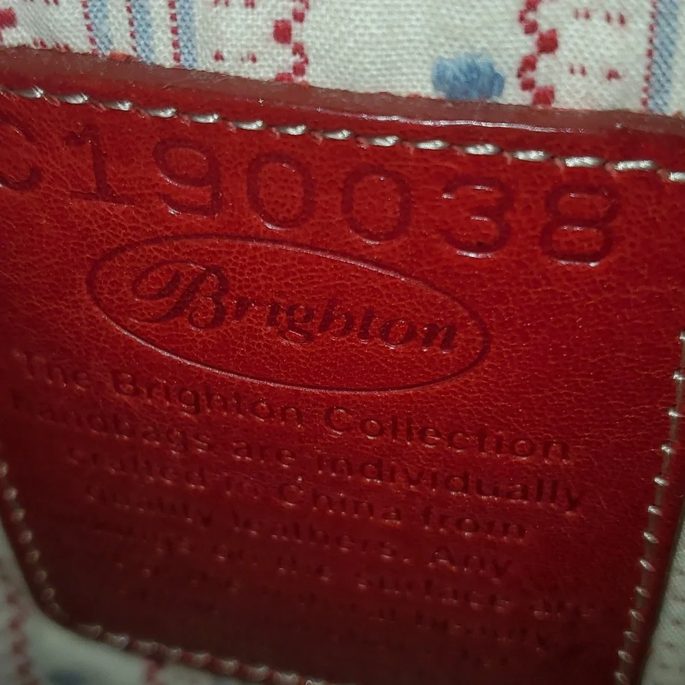 Brighton Bamboo Handle Doctor Bag Candy Stripe Red Rose Vintage Retro Style - Picture 10 of 13